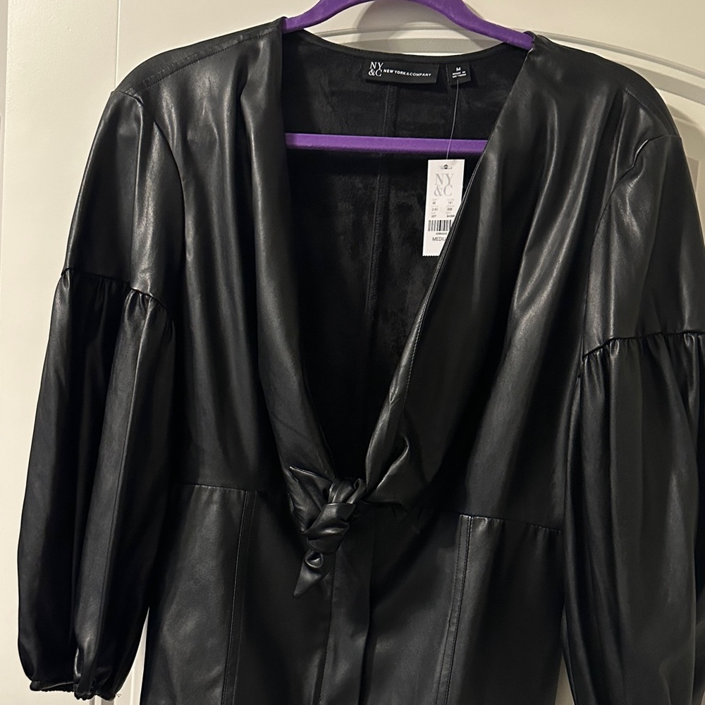New York & Company Black Leather like  Jacket/shirt